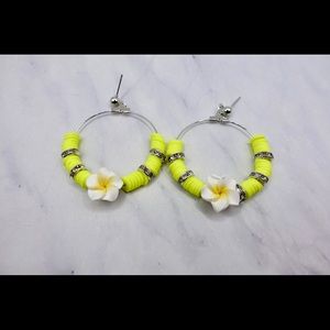 Neon Lemon Shaved Ice Hoop Earrings